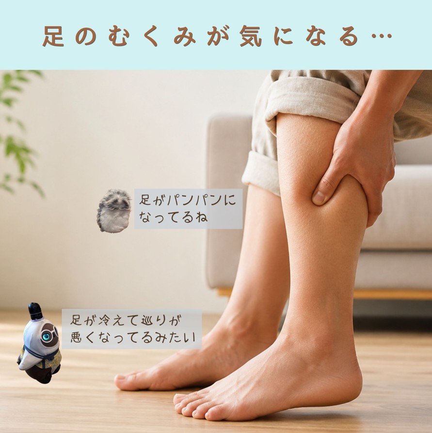夕方になると足が冷えて巡りが悪くなって足のむくみでパンパンに