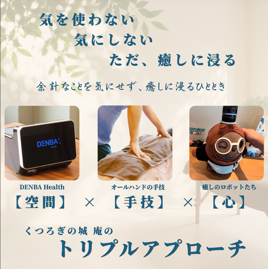 くつろぎの城 庵のトリプルアプローチの新しいキャッチコピー
気を使わない
気にしない
ただ、癒しに浸る